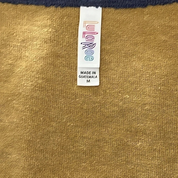 NWTs LuLaRoe yellow with purple trim size medium shirt soft round neck - Picture 4 of 7